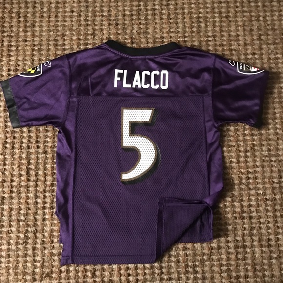 💰 3 for $25 🏷 Kids Rebook Screened Print #5 Joe Flacco Jersey M - Picture 2 of 8